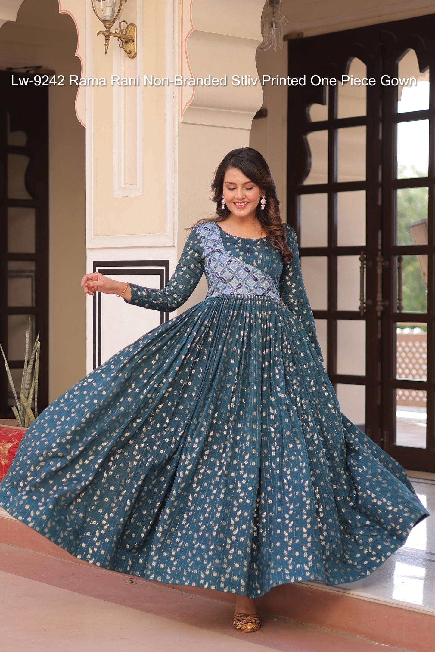 Lw-9242 Rama Rani Non-Branded Stliv Printed One Piece Gown