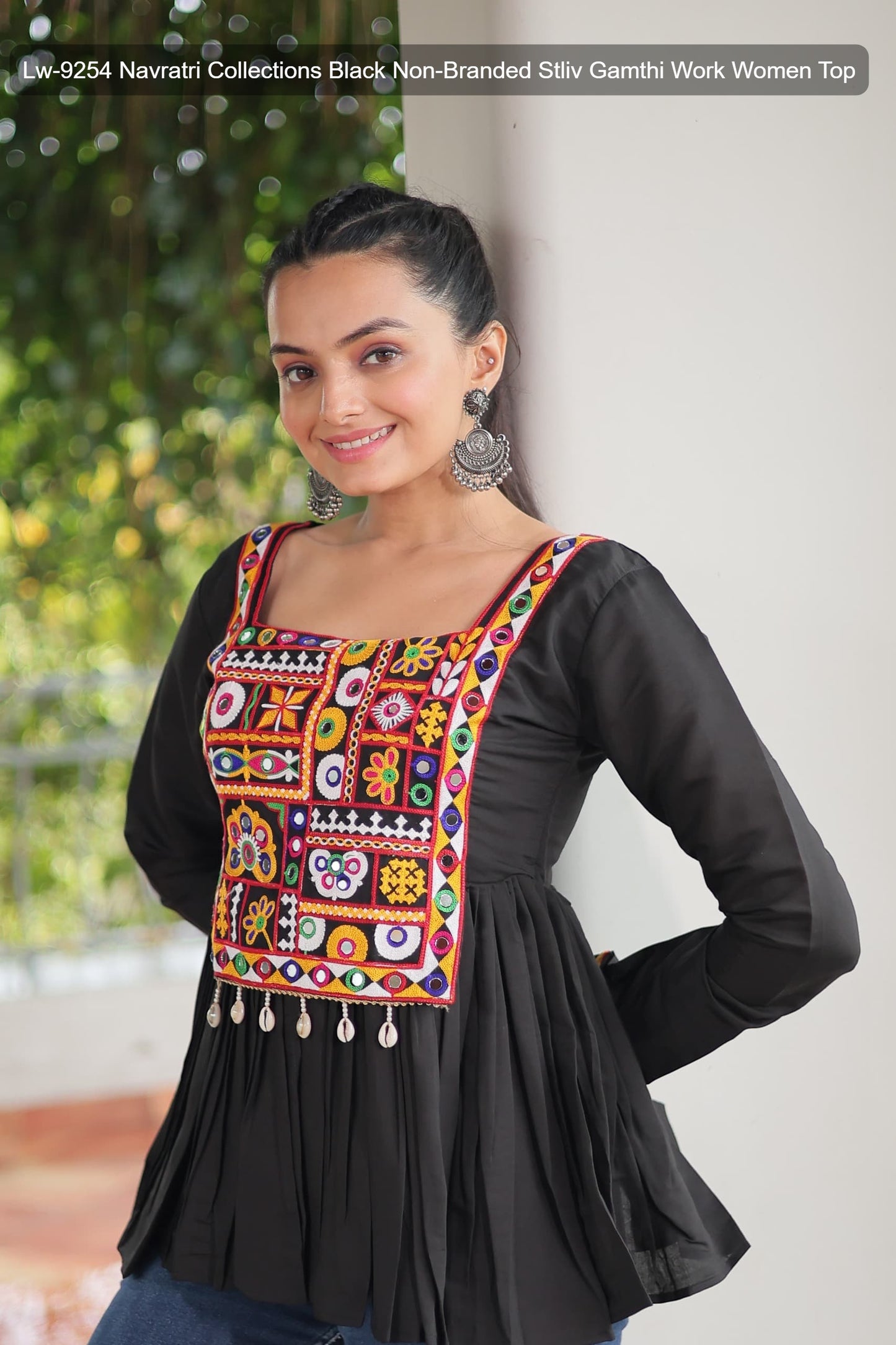 Lw-9254 Navratri Collections Black Non-Branded Stliv Gamthi Work Women Top