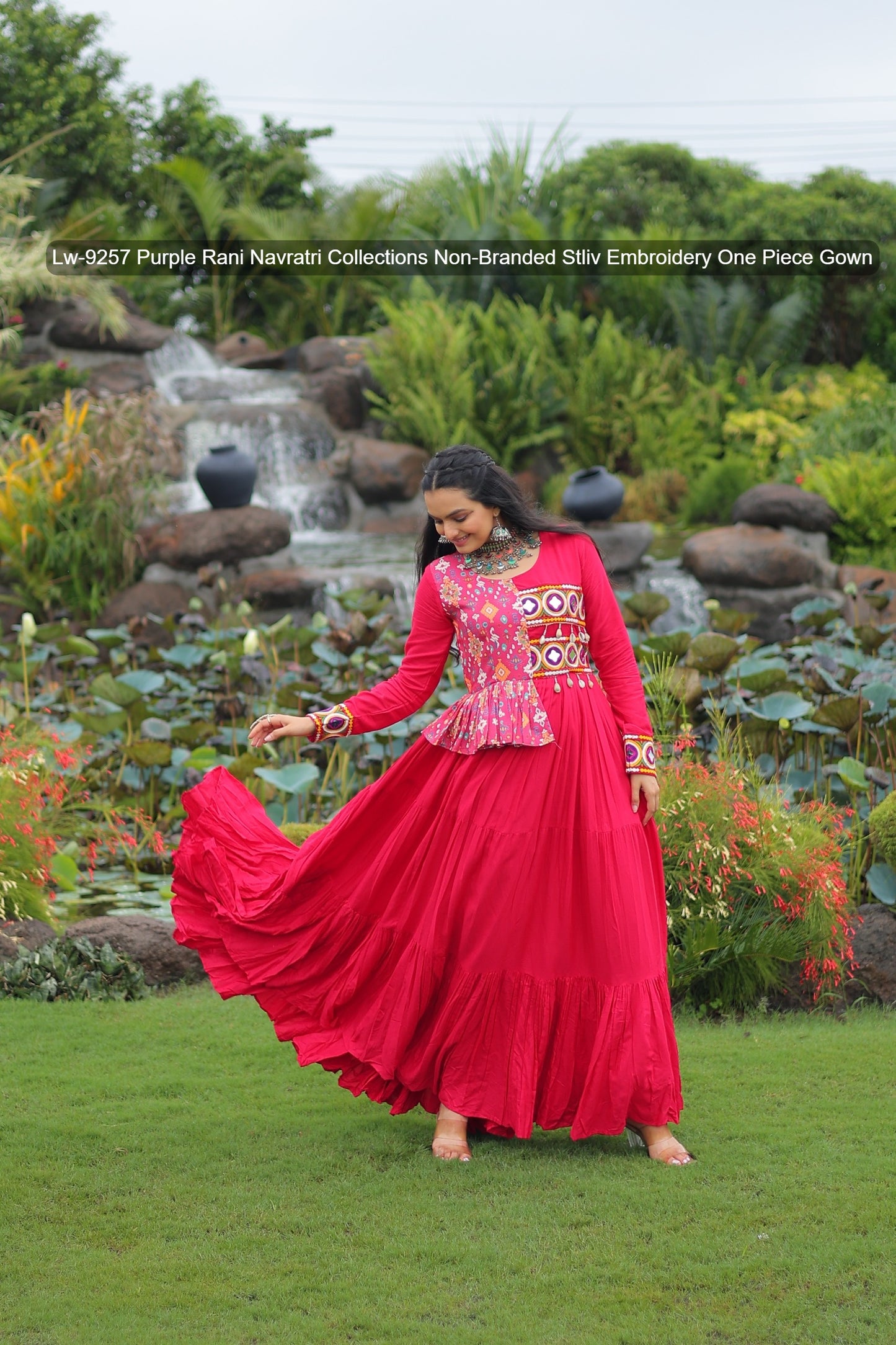 Lw-9257 Purple Rani Navratri Collections Non-Branded Stliv Embroidery One Piece Gown
