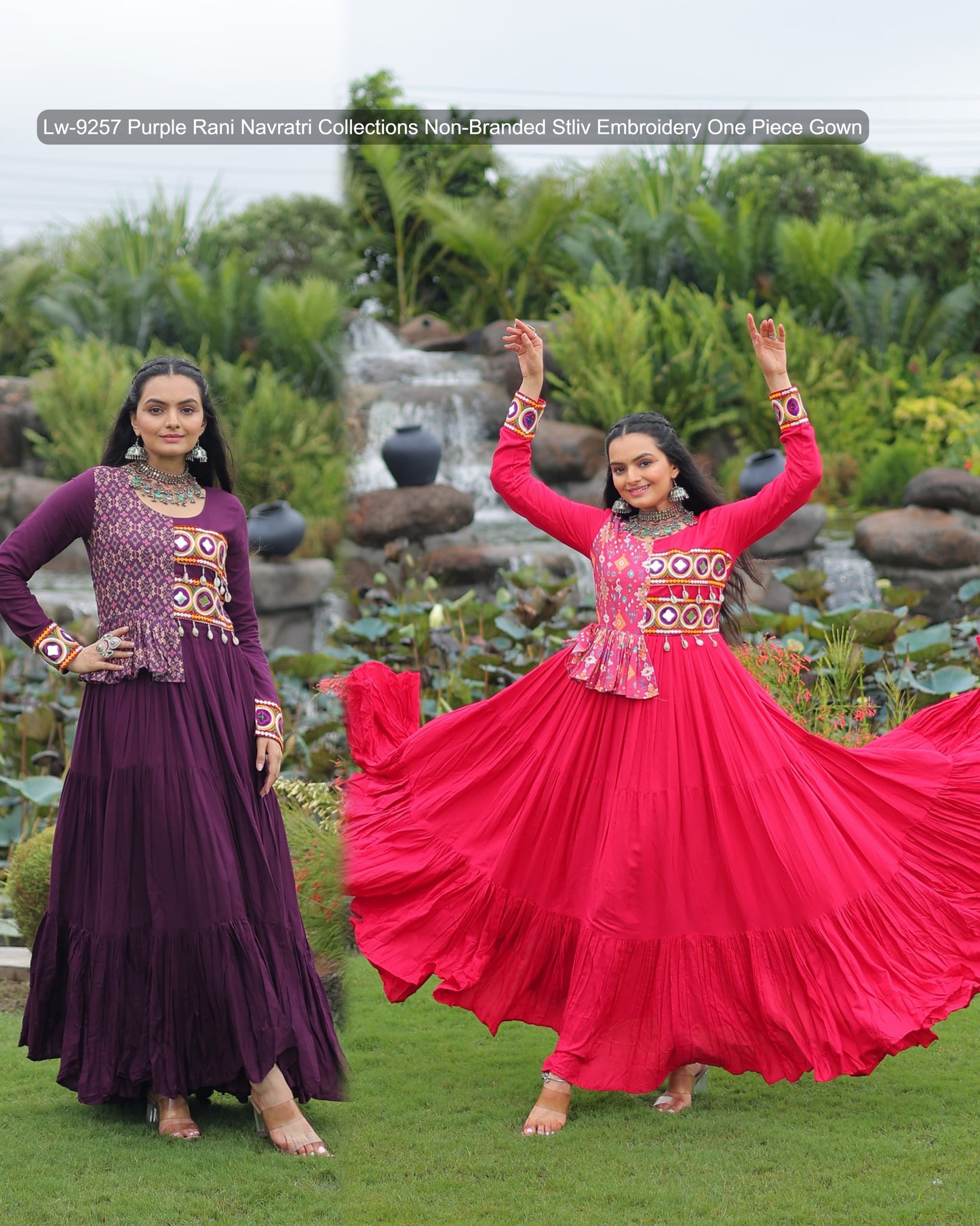 Lw-9257 Purple Rani Navratri Collections Non-Branded Stliv Embroidery One Piece Gown