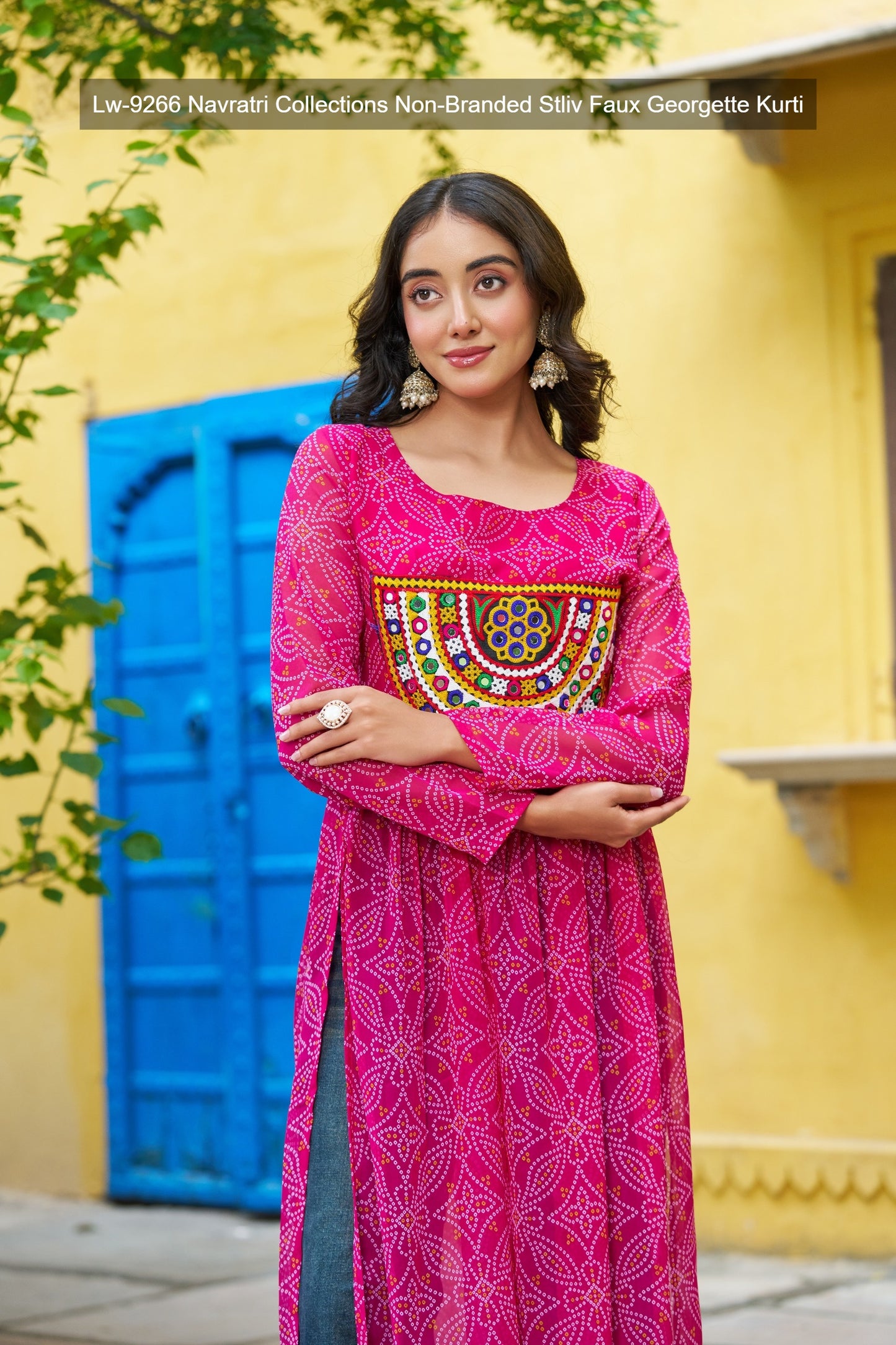 Lw-9266 Navratri Collections Non-Branded Stliv Faux Georgette Kurti