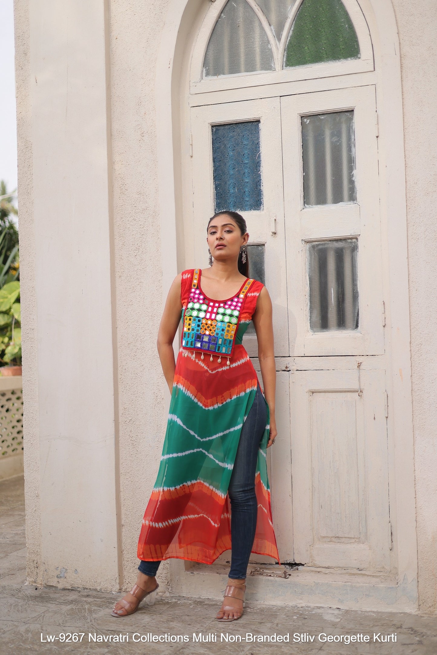 Lw-9267 Navratri Collections Multi Non-Branded Stliv Georgette Kurti