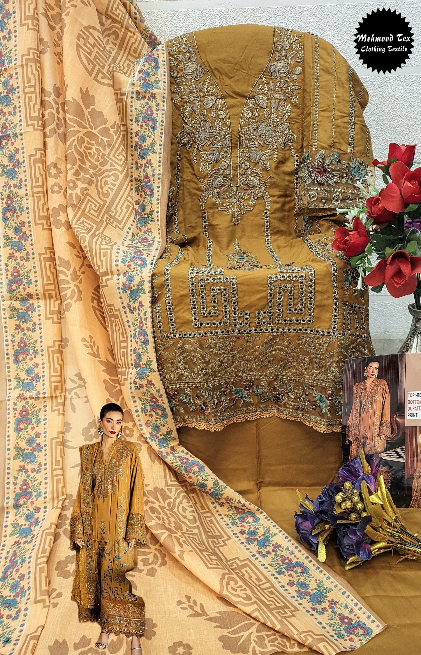 M-61 Mehmood Tex Rayon Cotton Pakistani Salwar Suits