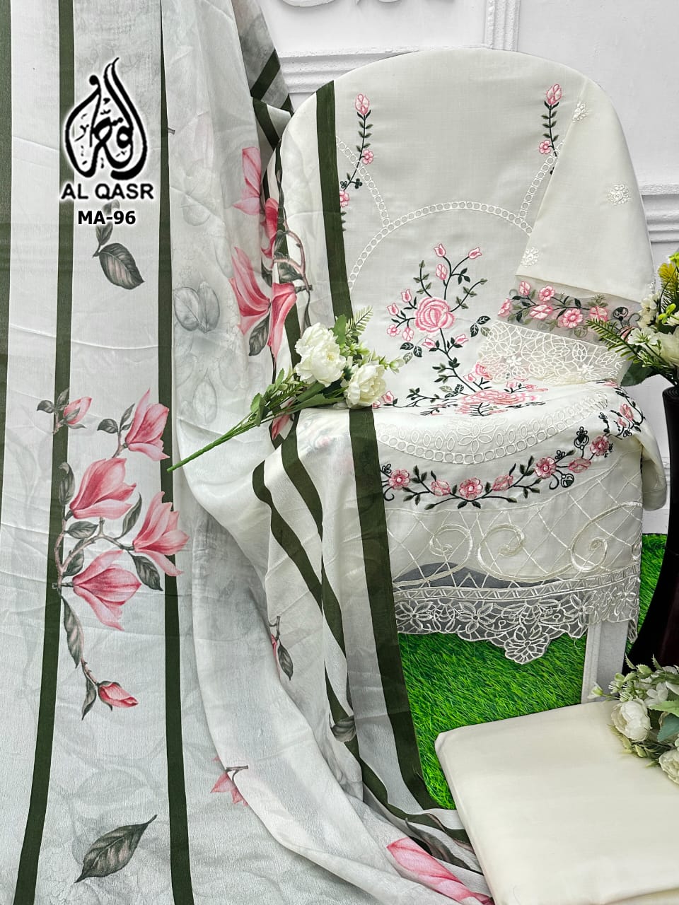 Ma-96 Off White Al Qasr Pure Cotton Pakistani Salwar Suits