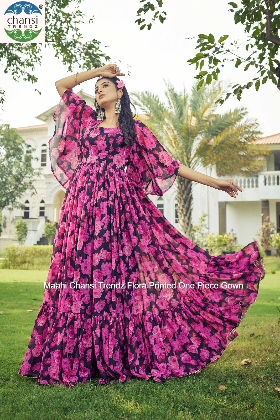 Maahi 372 Chansi Trendz Flora Printed One Piece Gown