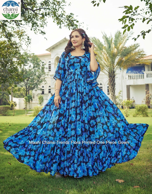 Maahi 374 Chansi Trendz Flora Printed One Piece Gown