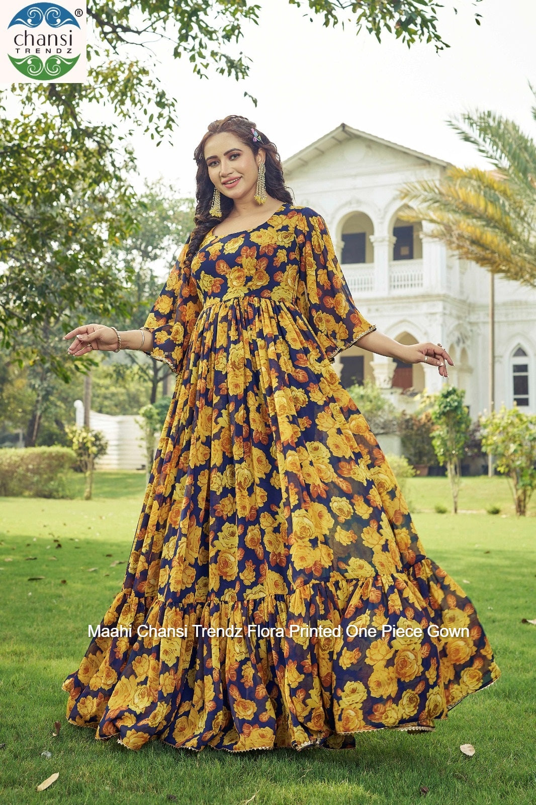 Maahi 375 Chansi Trendz Flora Printed One Piece Gown