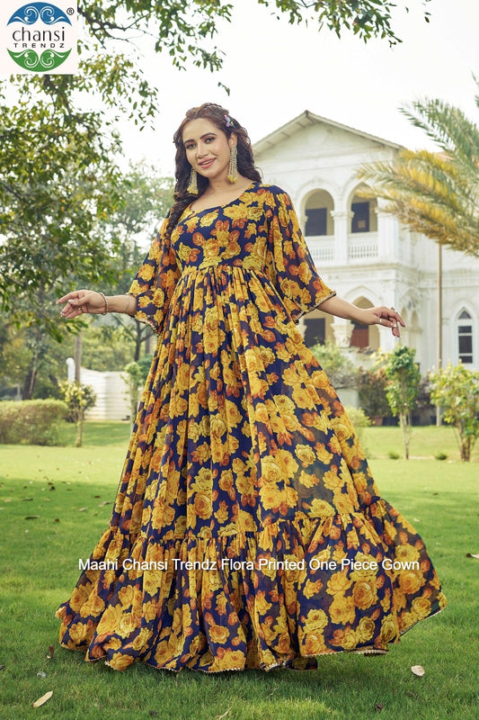 Maahi 375 Chansi Trendz Flora Printed One Piece Gown