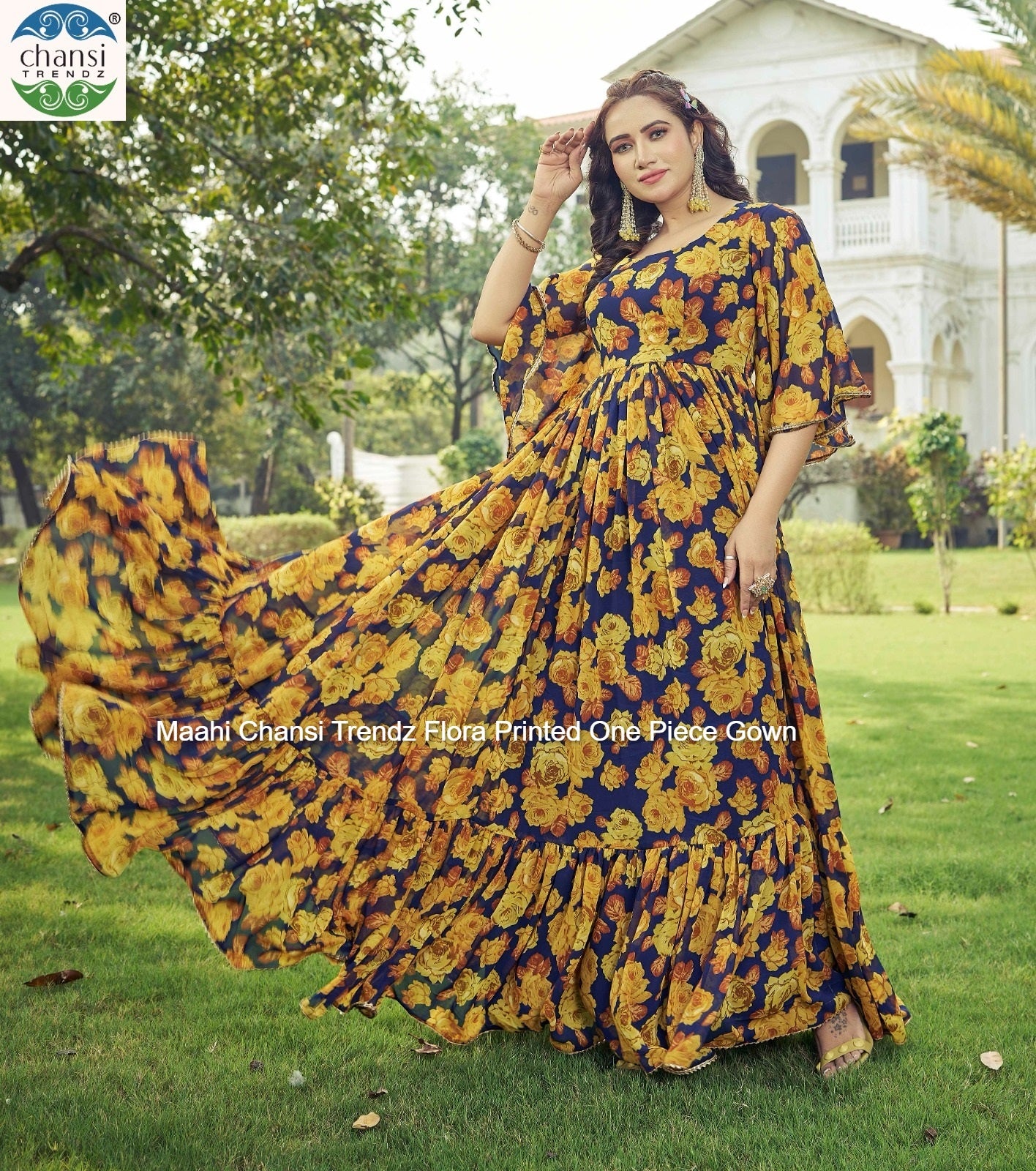 Maahi 375 Chansi Trendz Flora Printed One Piece Gown
