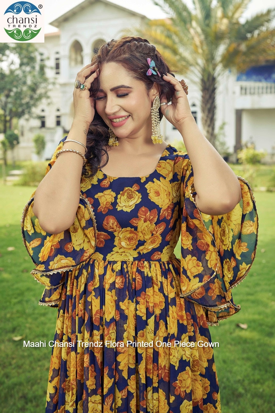 Maahi 375 Chansi Trendz Flora Printed One Piece Gown