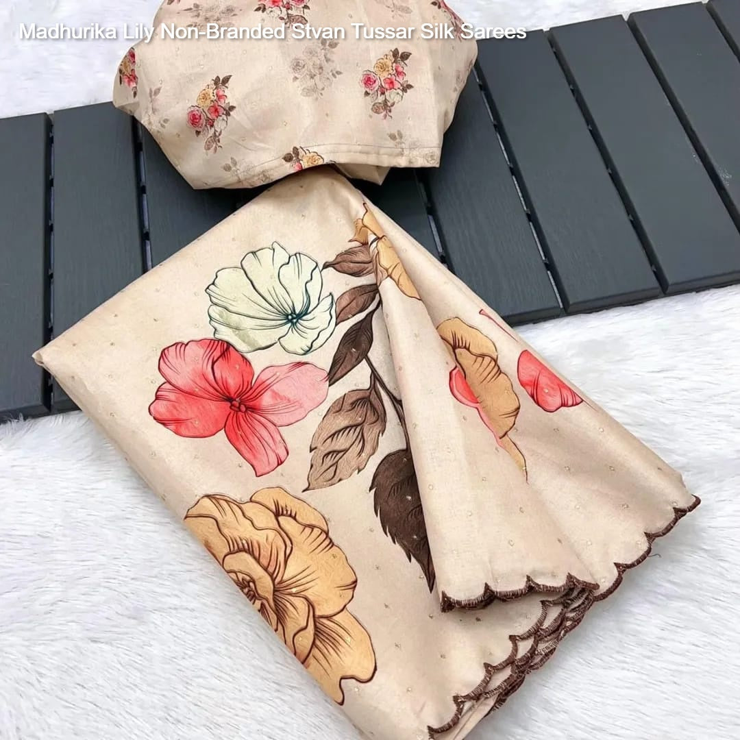 Madhurika Lily Non-Branded Stvan Tussar Silk Sarees