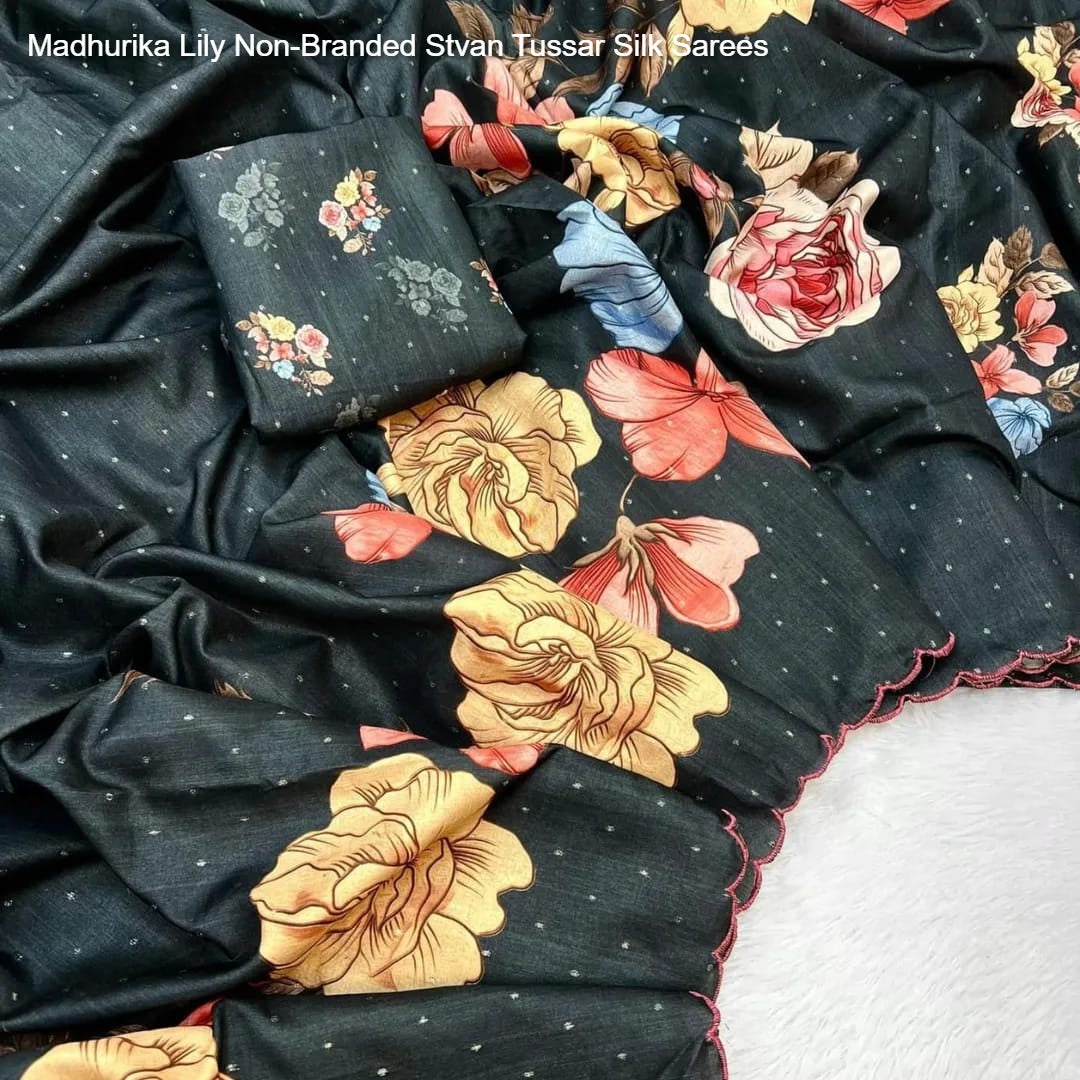 Madhurika Lily Non-Branded Stvan Tussar Silk Sarees