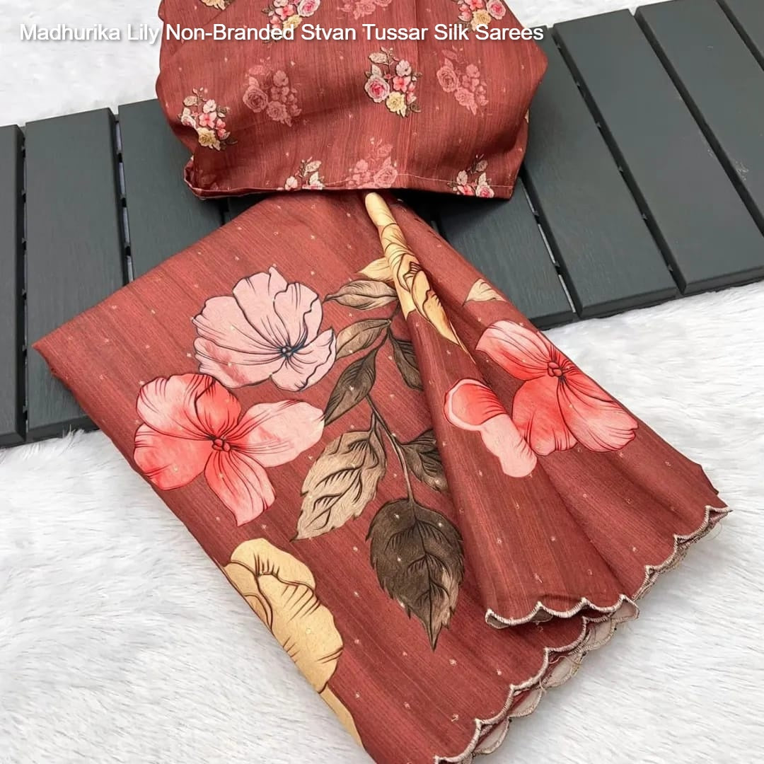 Madhurika Lily Non-Branded Stvan Tussar Silk Sarees