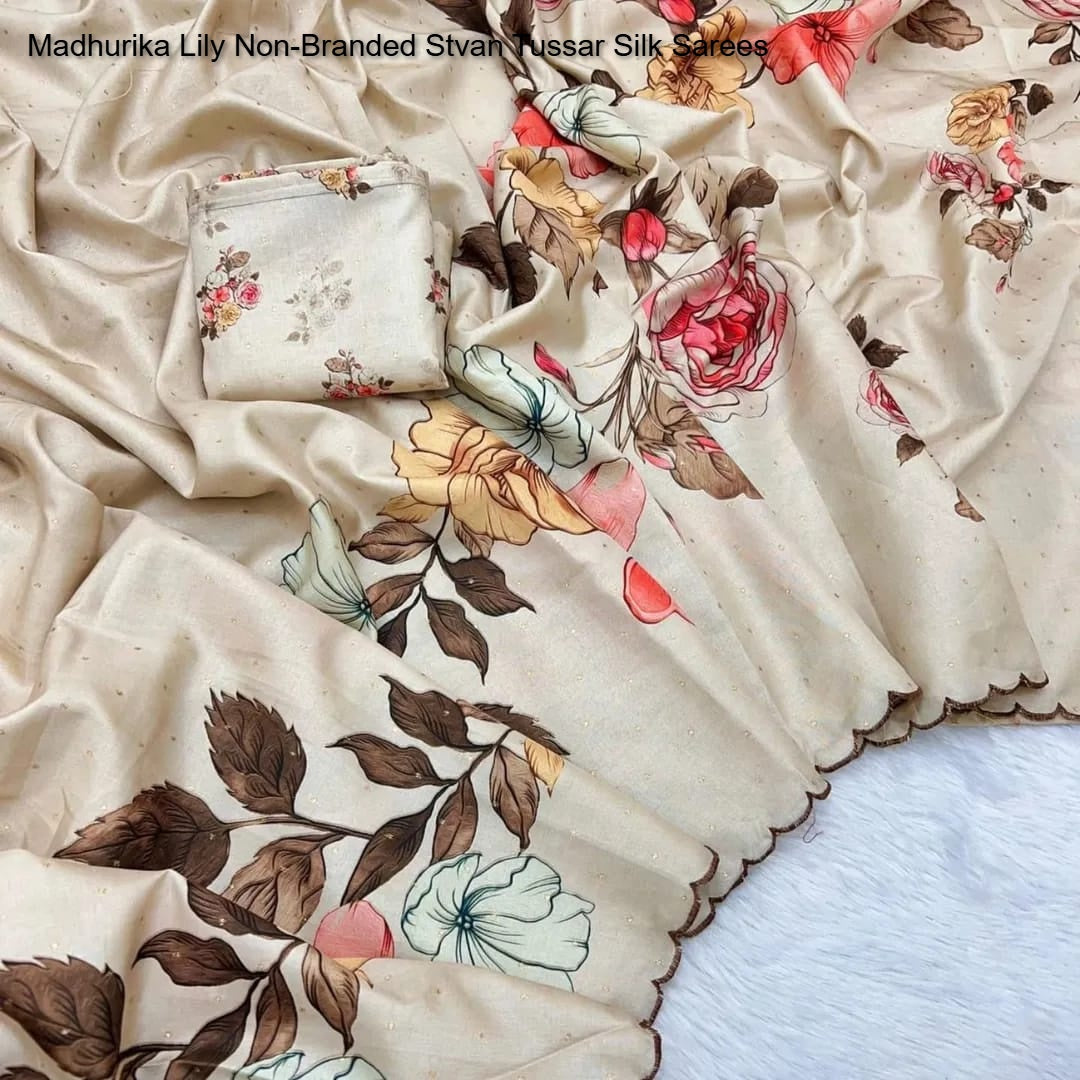 Madhurika Lily Non-Branded Stvan Tussar Silk Sarees