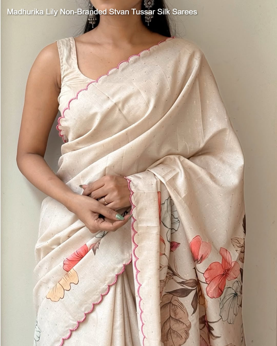 Madhurika Lily Non-Branded Stvan Tussar Silk Sarees