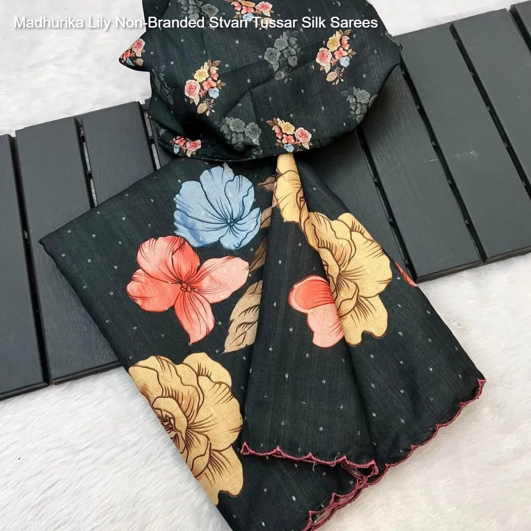 Madhurika Lily Non-Branded Stvan Tussar Silk Sarees