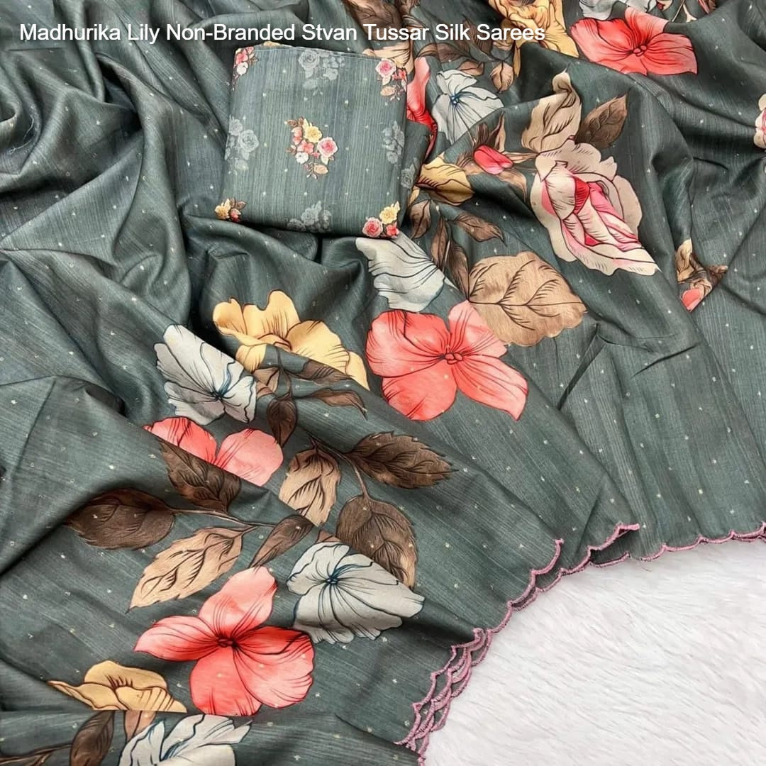 Madhurika Lily Non-Branded Stvan Tussar Silk Sarees