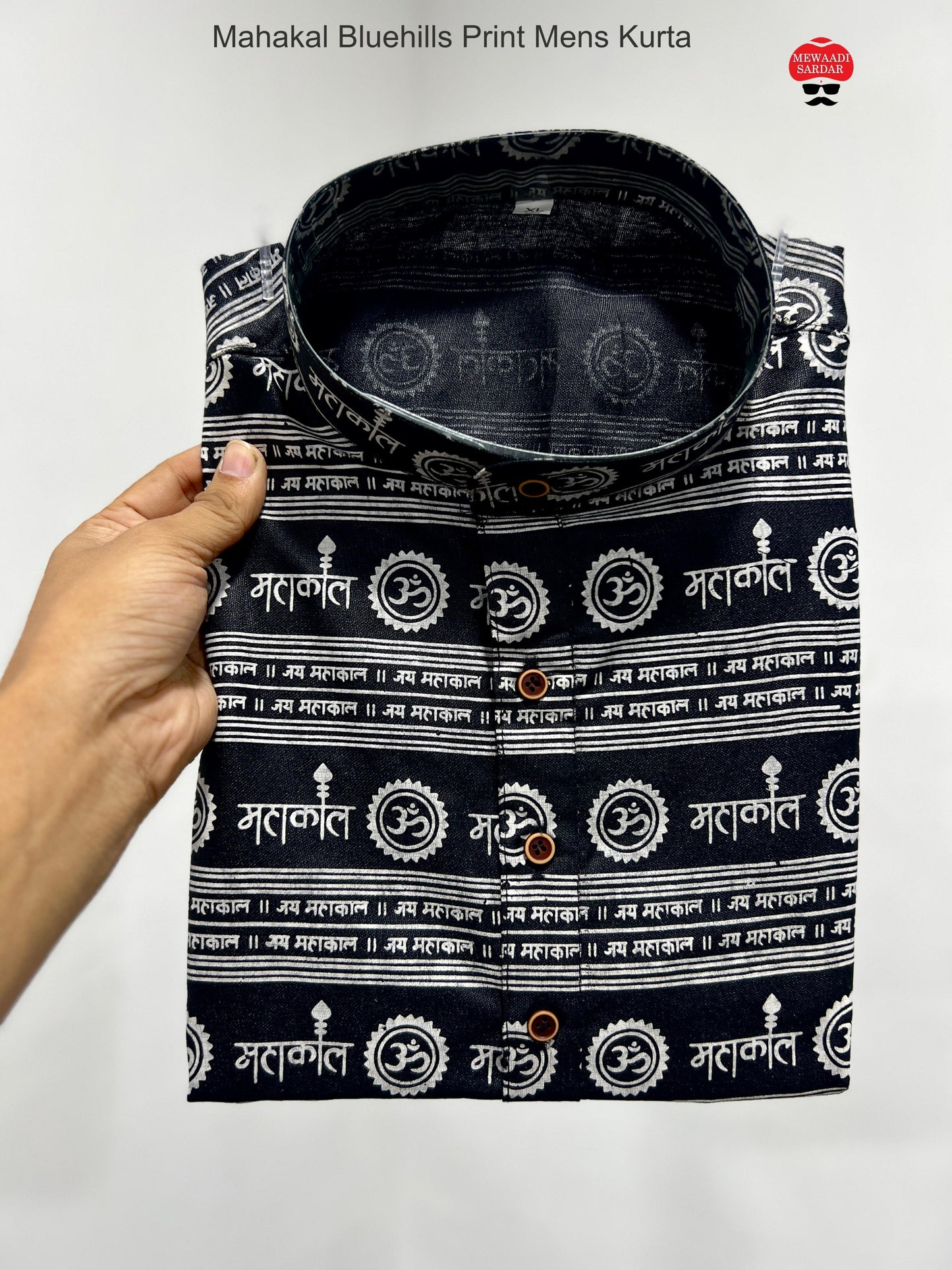 Mahakal Bluehills Print Mens Kurta