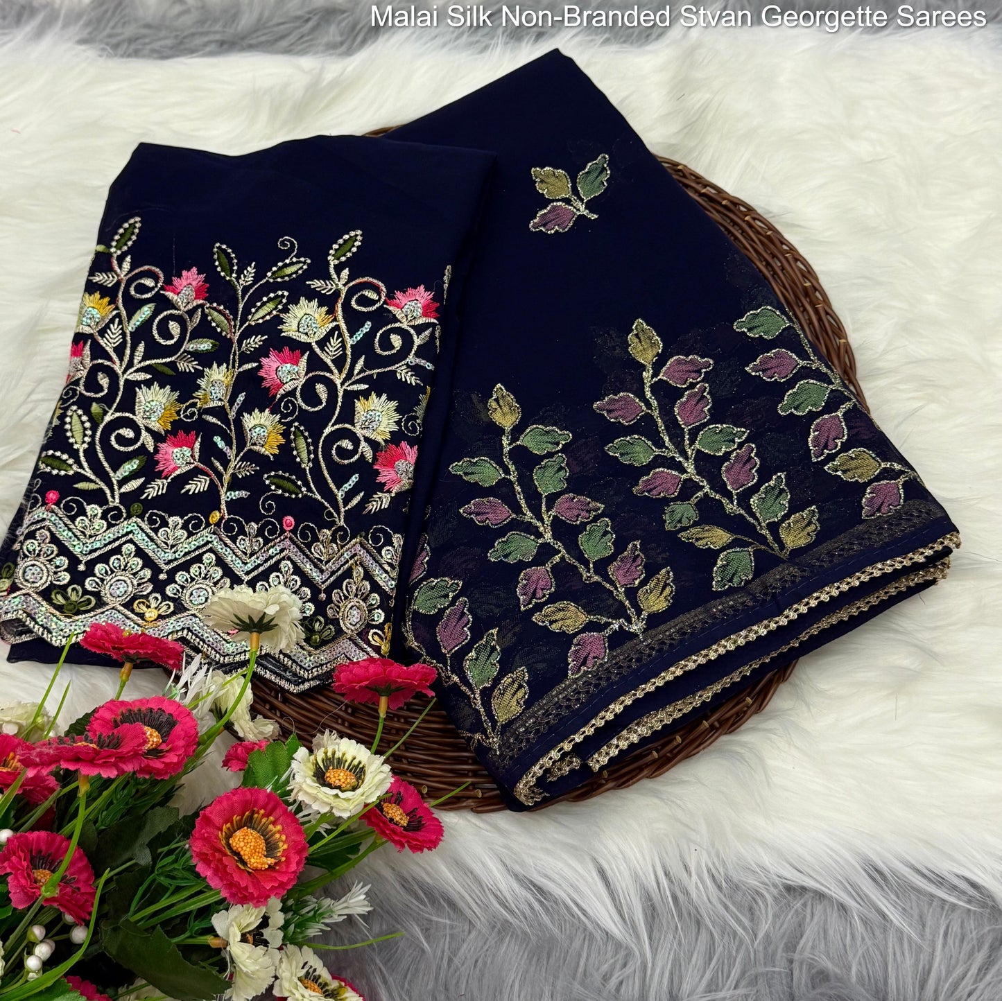Malai Silk Non-Branded Stvan Georgette Sarees