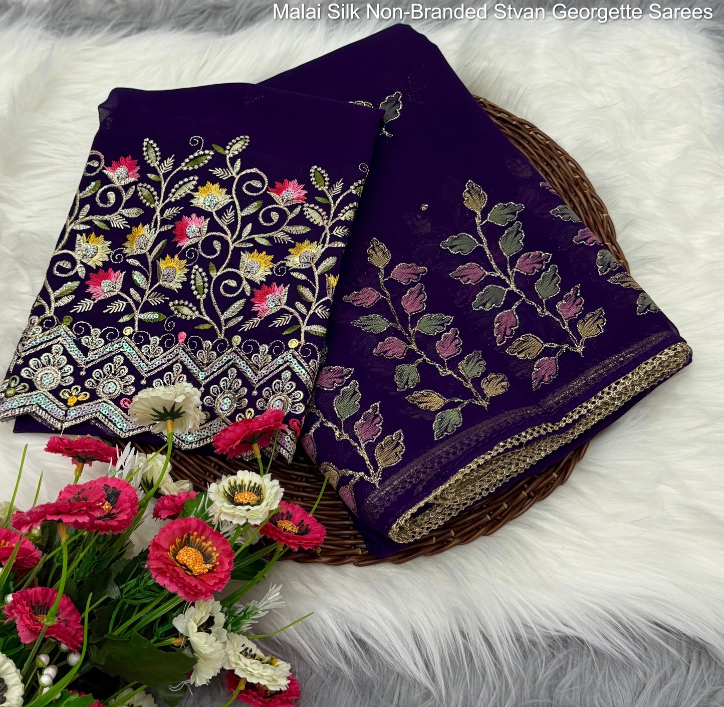 Malai Silk Non-Branded Stvan Georgette Sarees