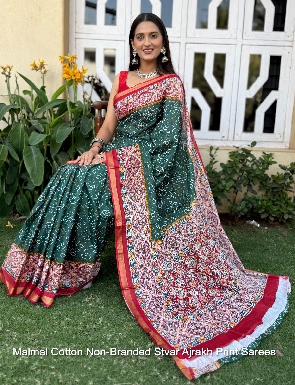 Malmal Cotton Non-Branded Stvar Ajrakh Print Sarees