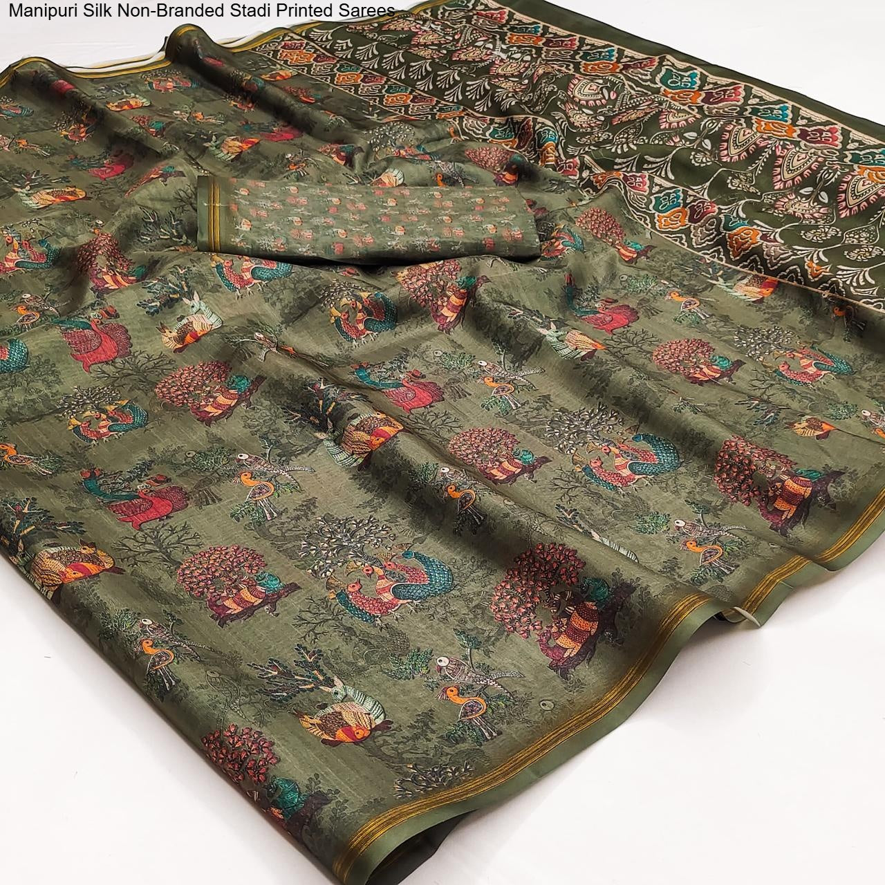 Manipuri Silk Non-Branded Stadi Printed Sarees