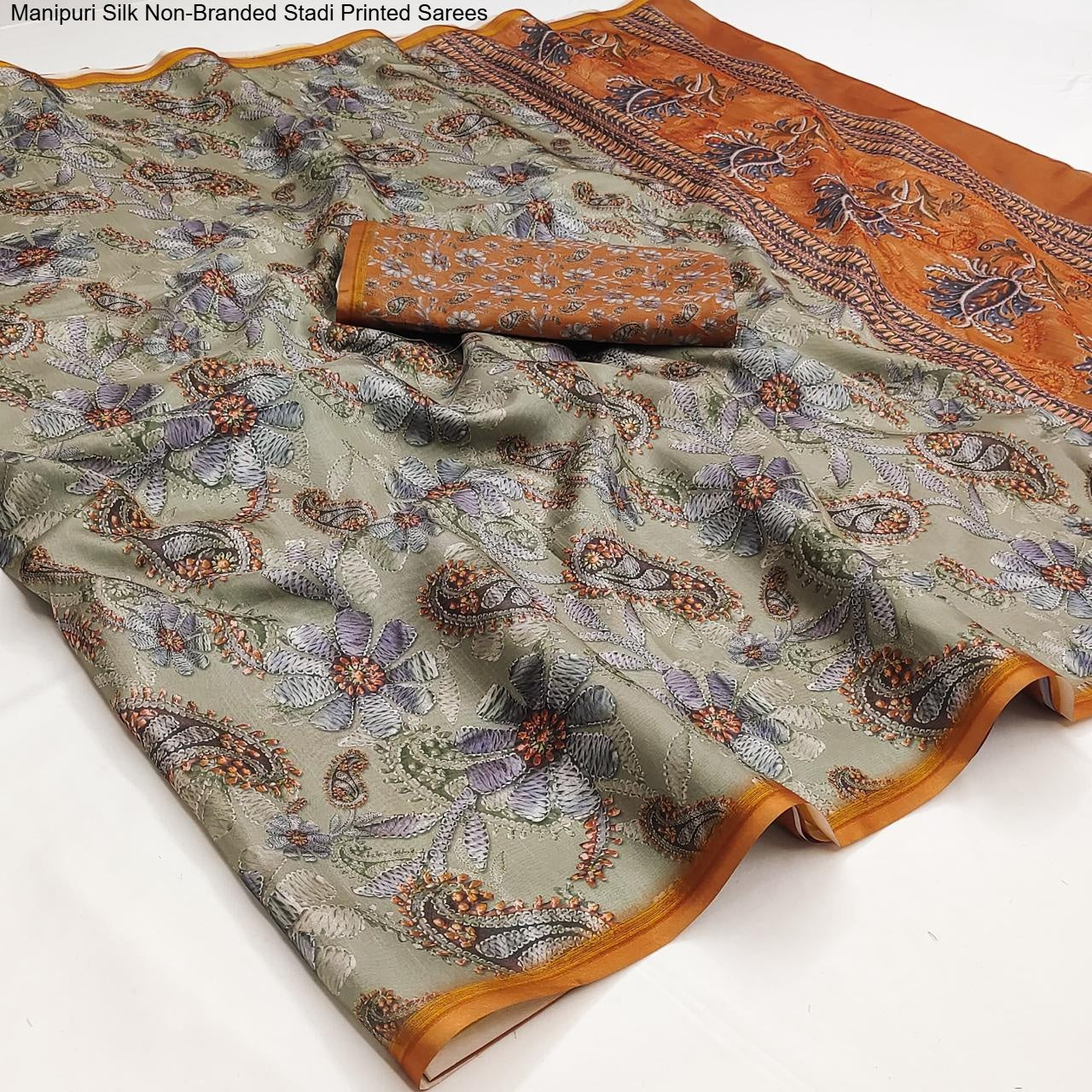 Manipuri Silk Non-Branded Stadi Printed Sarees