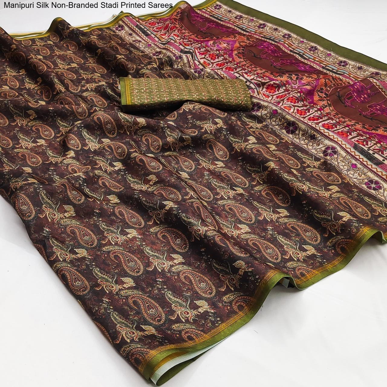 Manipuri Silk Non-Branded Stadi Printed Sarees
