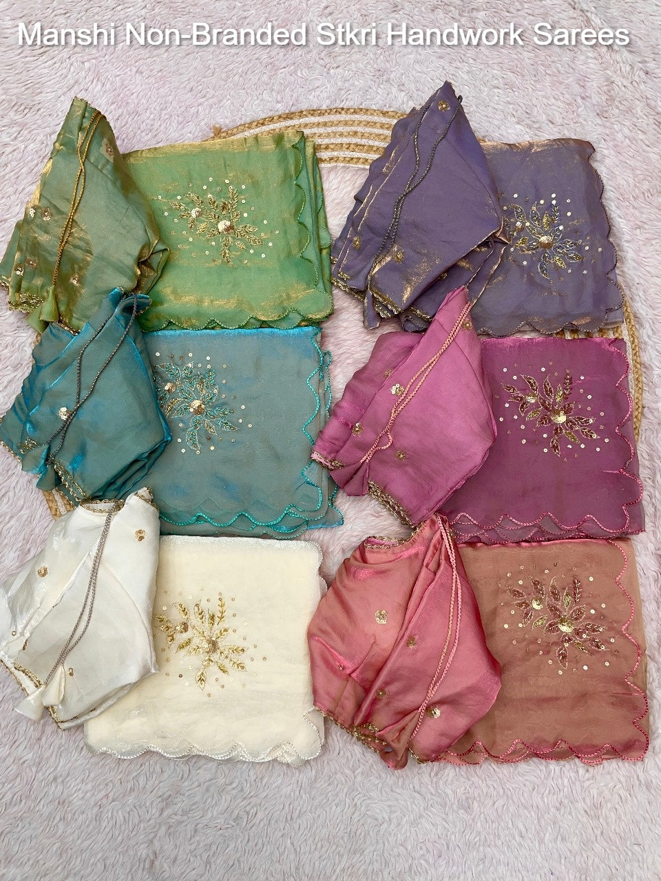 Manshi Non-Branded Stkri Handwork Sarees