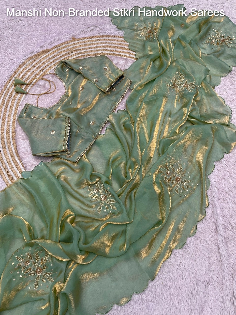 Manshi Non-Branded Stkri Handwork Sarees