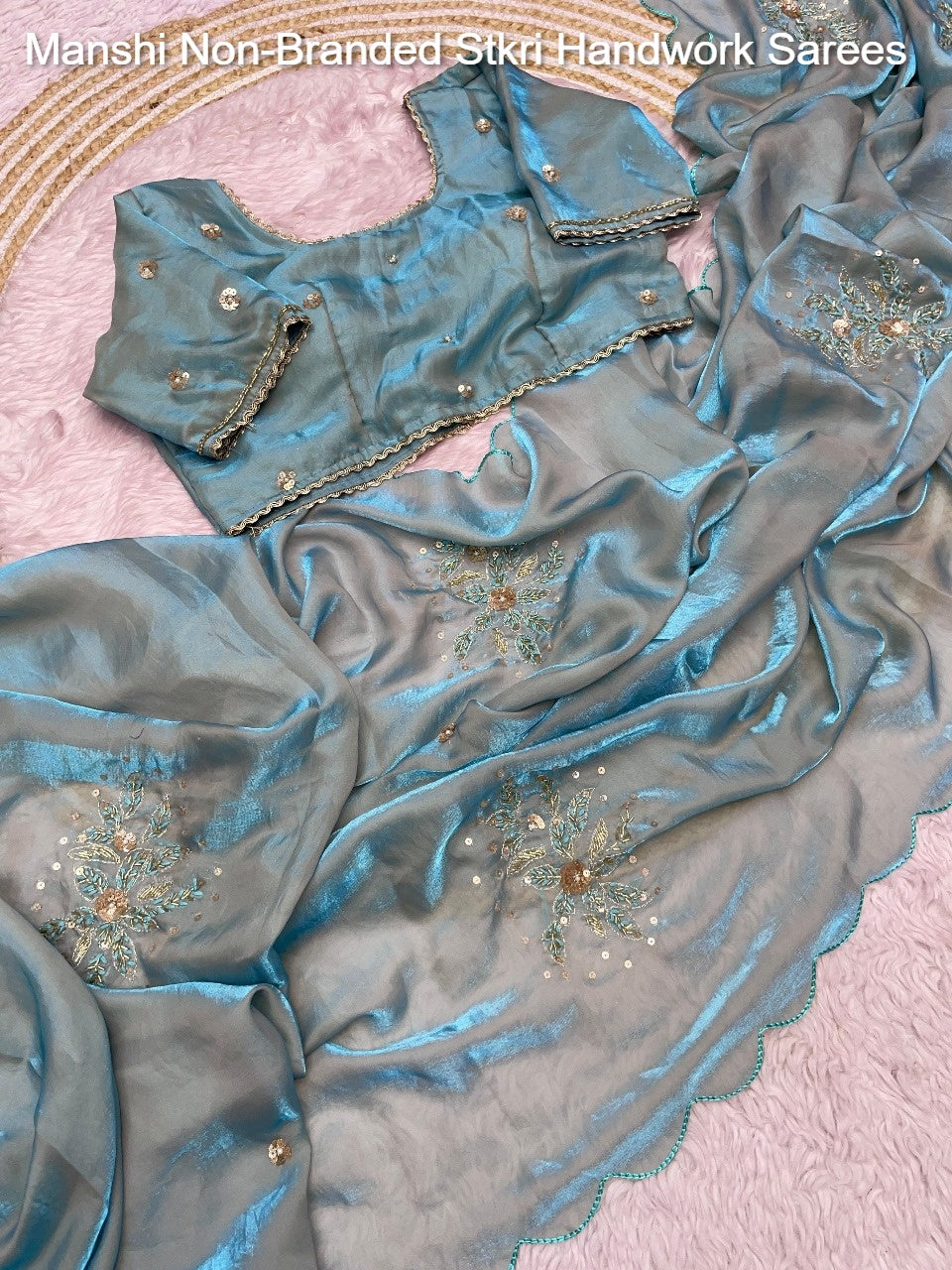 Manshi Non-Branded Stkri Handwork Sarees