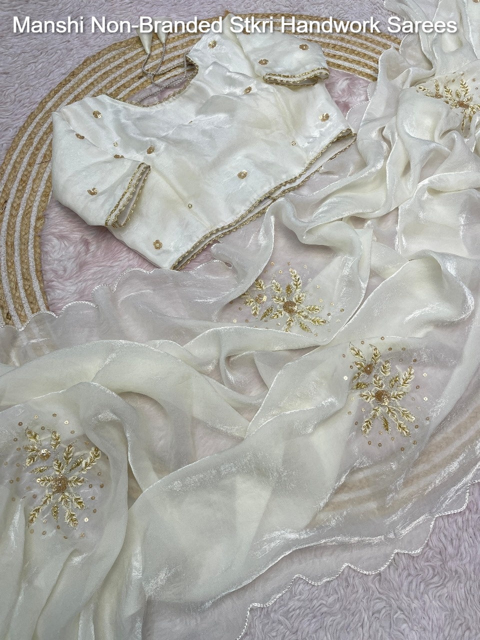 Manshi Non-Branded Stkri Handwork Sarees