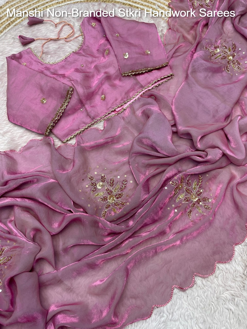Manshi Non-Branded Stkri Handwork Sarees