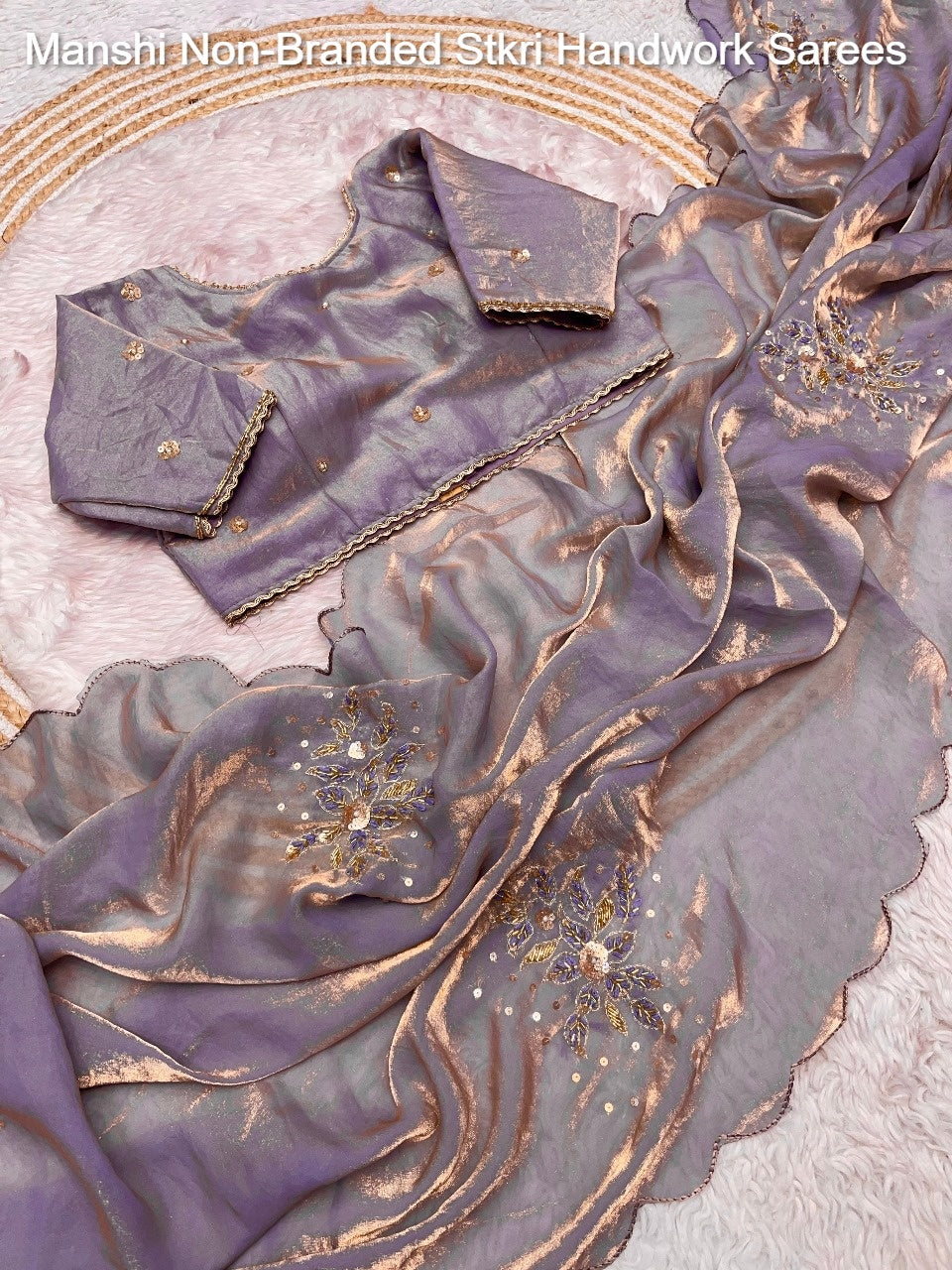 Manshi Non-Branded Stkri Handwork Sarees