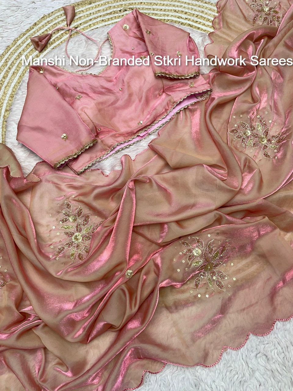 Manshi Non-Branded Stkri Handwork Sarees