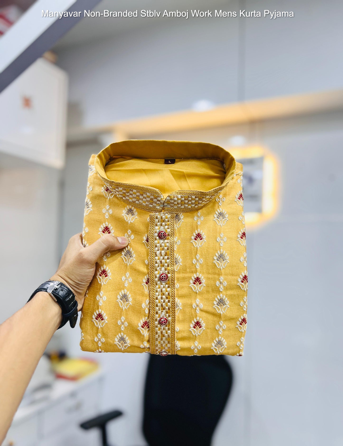 Manyavar Non-Branded Stblv Amboj Work Mens Kurta Pyjama