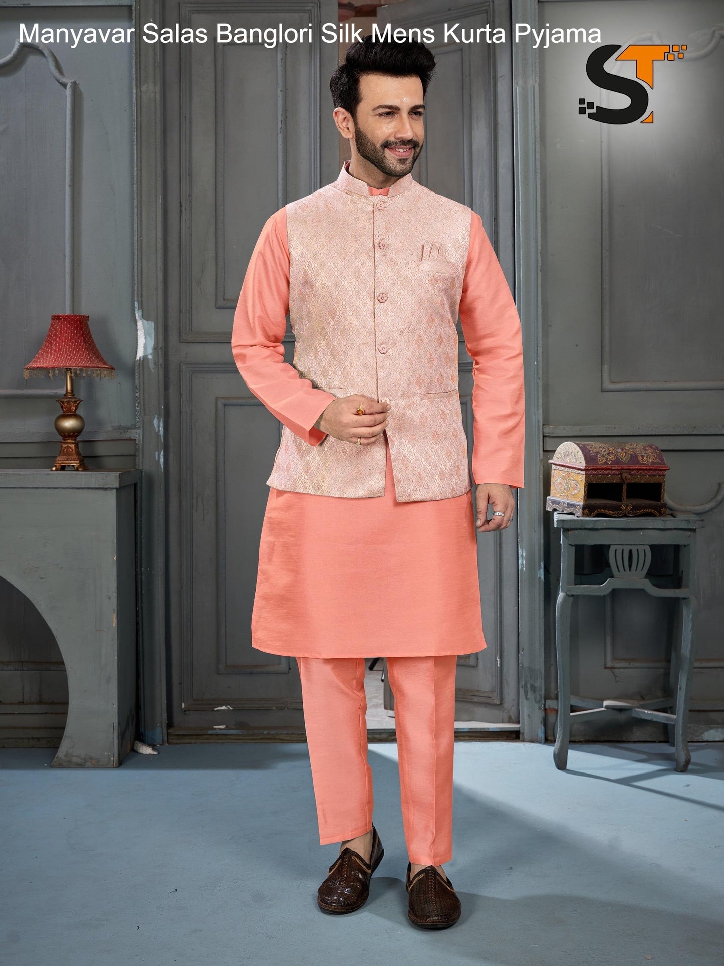 Manyavar Salas Banglori Silk Mens Kurta Pyjama