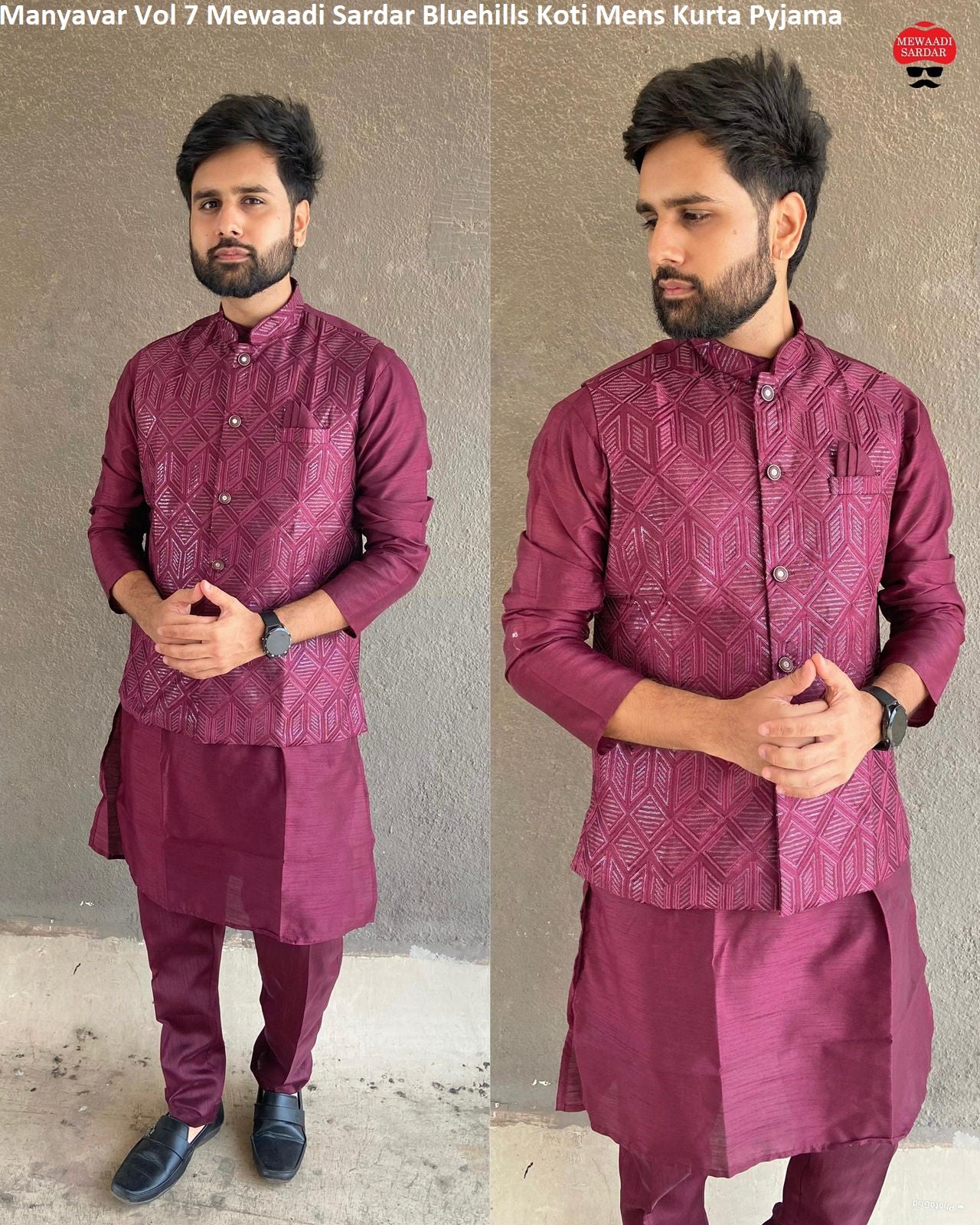 Manyavar Vol 7 Mewaadi Sardar Bluehills Koti Mens Kurta Pyjama