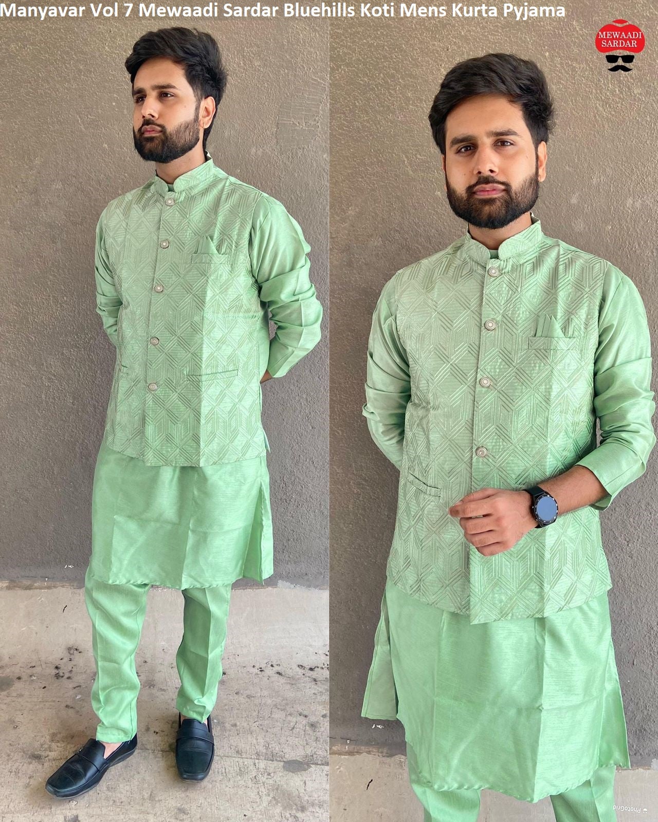 Manyavar Vol 7 Mewaadi Sardar Bluehills Koti Mens Kurta Pyjama
