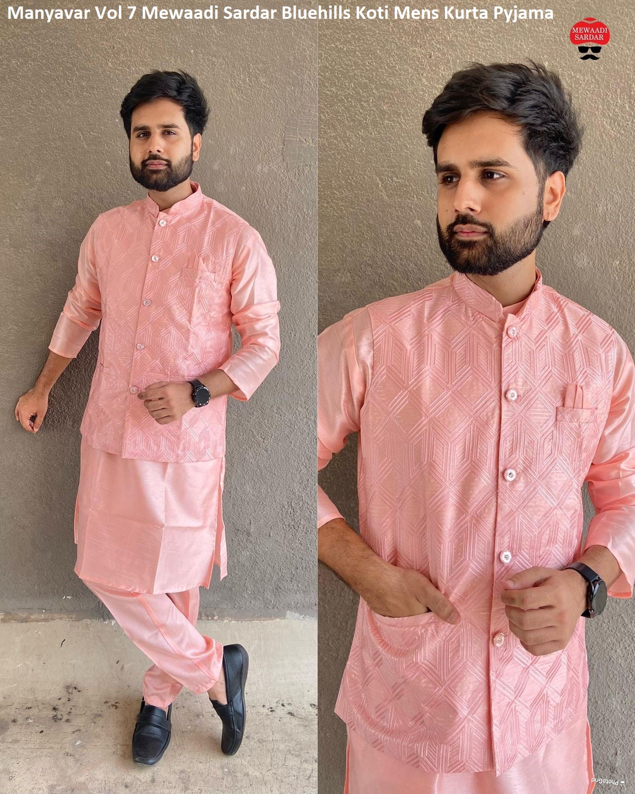 Manyavar Vol 7 Mewaadi Sardar Bluehills Koti Mens Kurta Pyjama