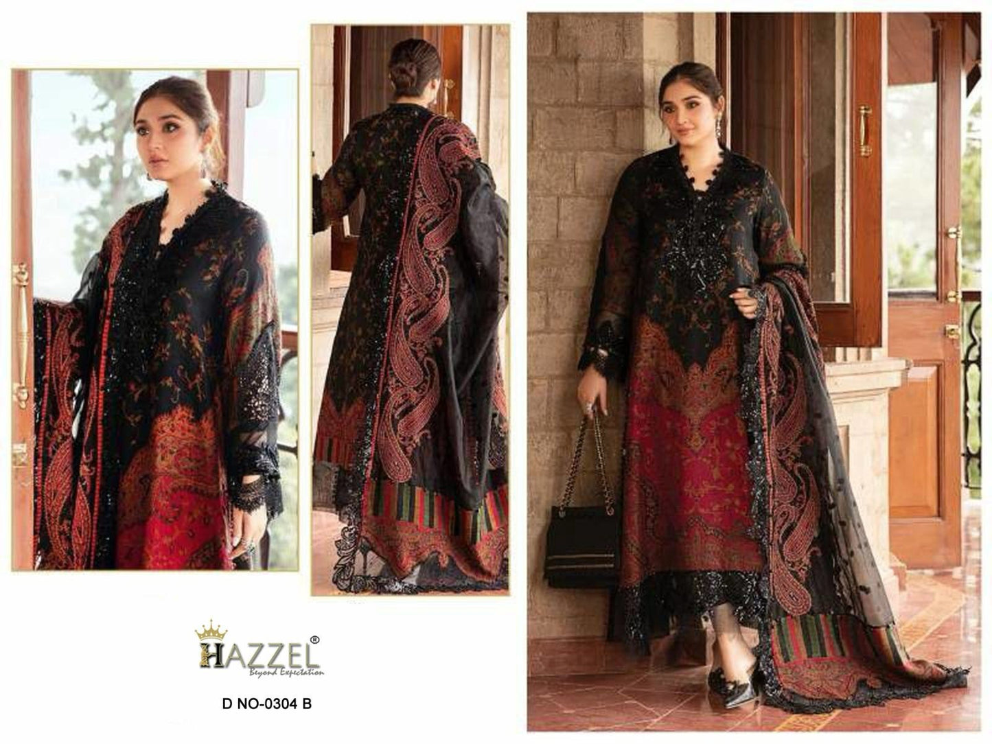 Maria B 0304 B Hazzel Embroidery Pakistani Patch Suits