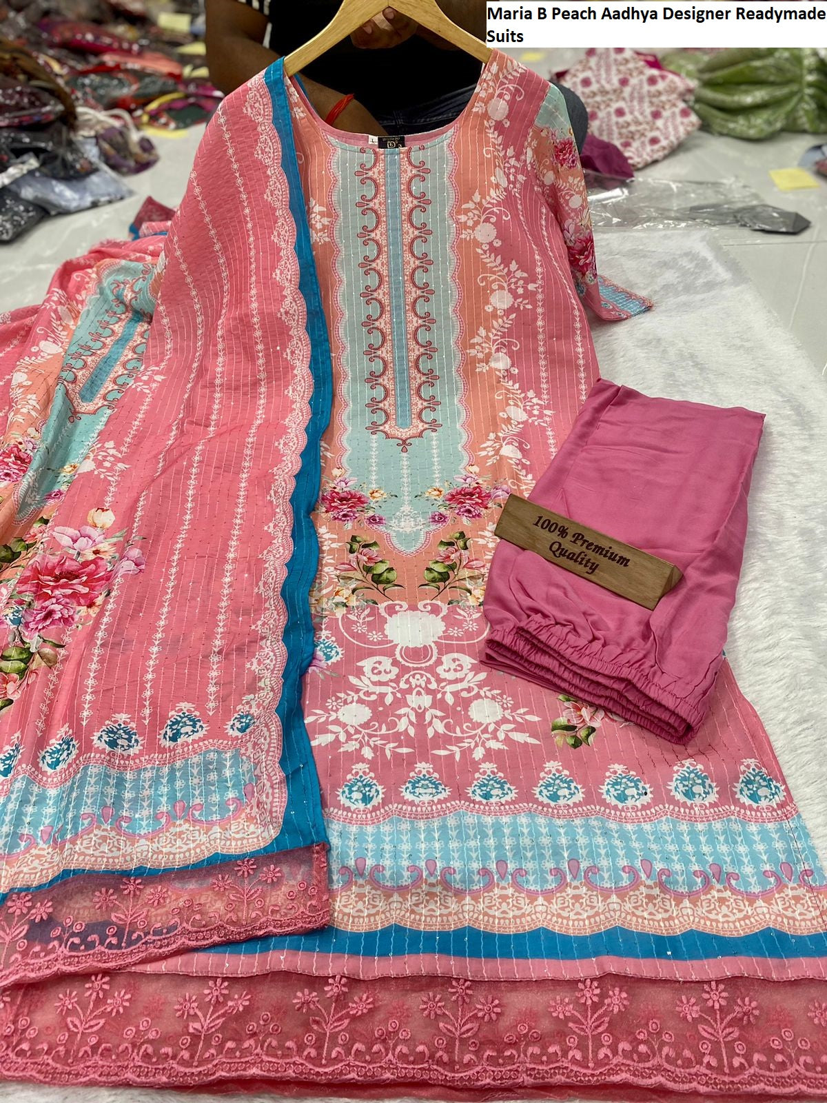 Maria B Peach Aadhya Designer Pakistani Readymade Suits