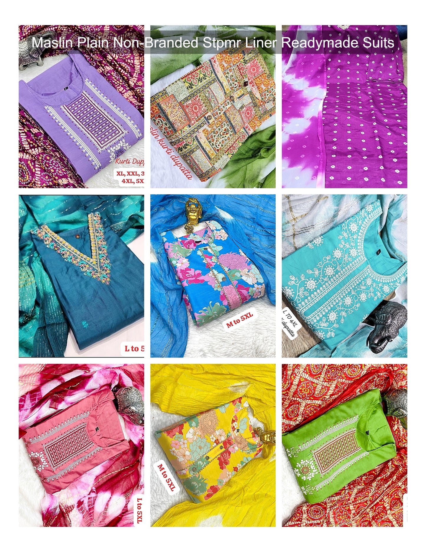 Maslin Plain Non-Branded Stpmr Liner Readymade Suits