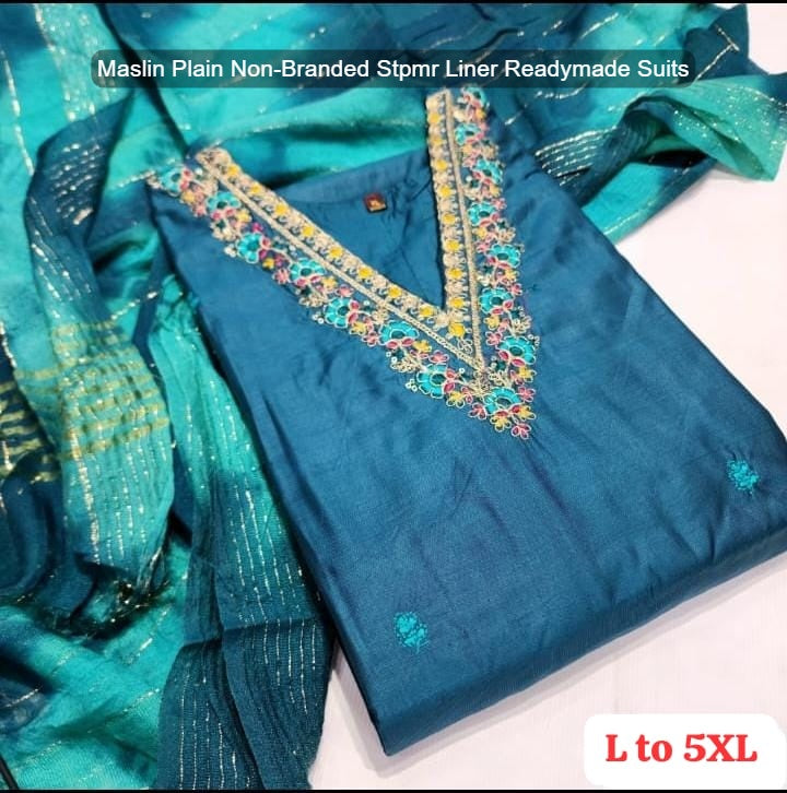 Maslin Plain Non-Branded Stpmr Liner Readymade Suits