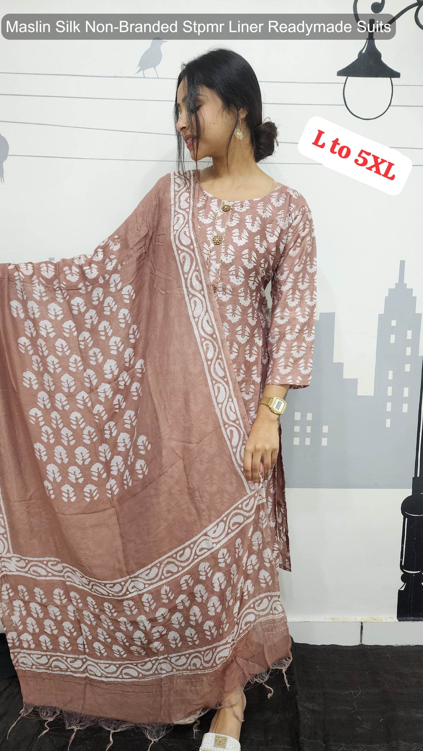 Maslin Silk Non-Branded Stpmr Liner Readymade Suits