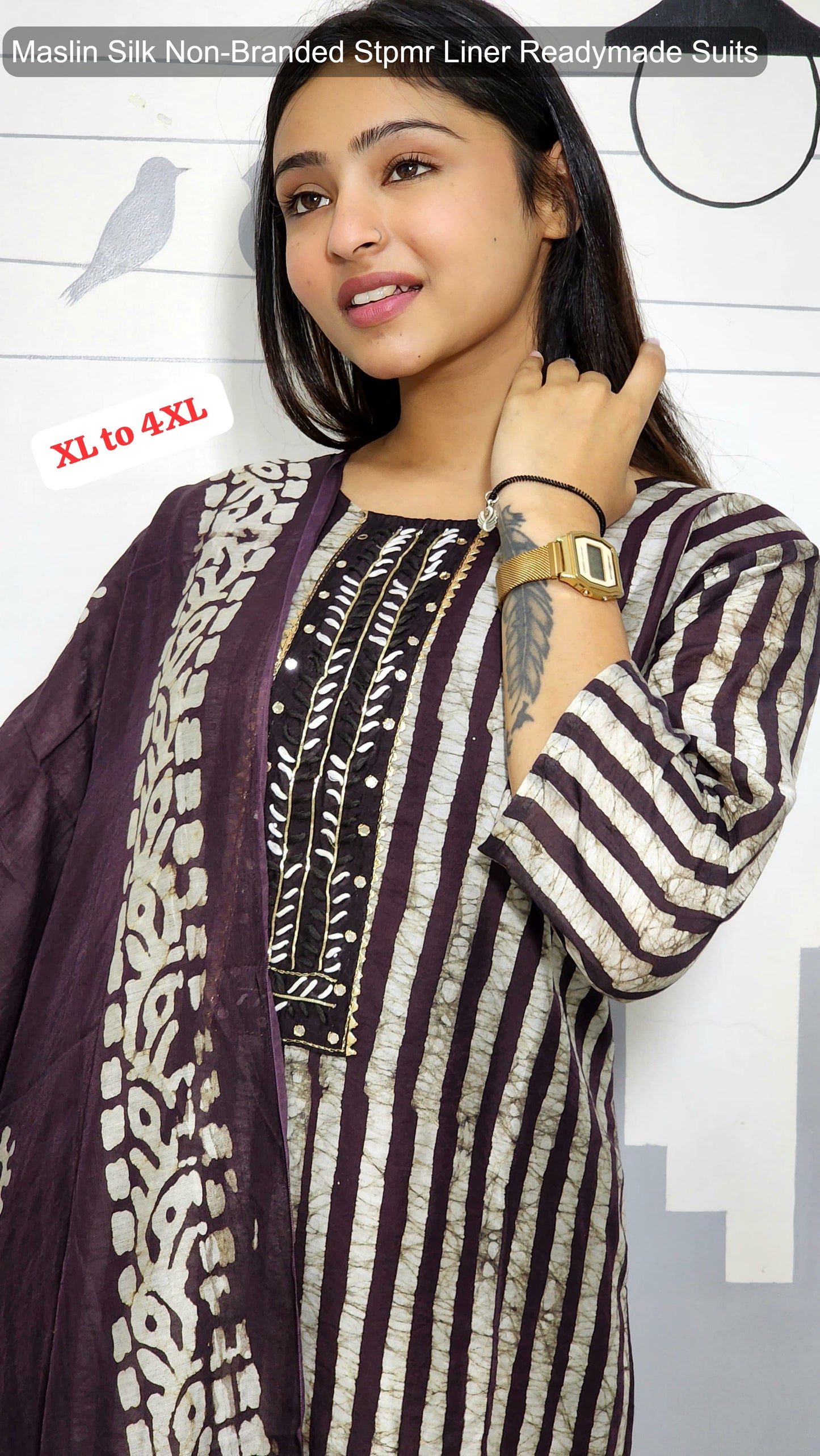 Maslin Silk Non-Branded Stpmr Liner Readymade Suits