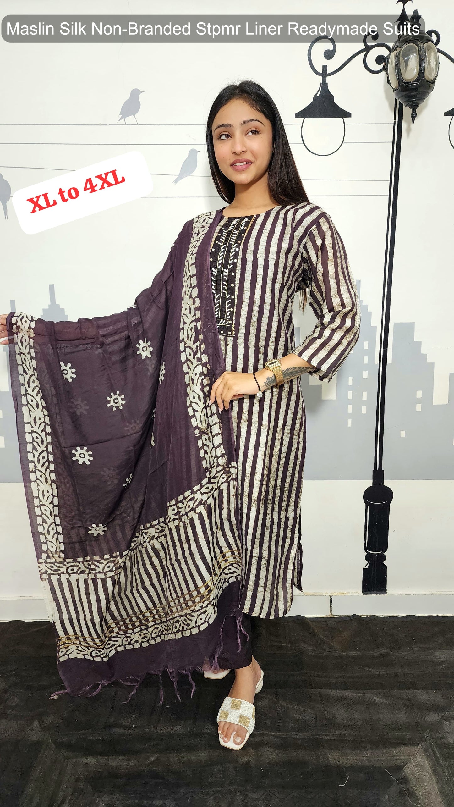 Maslin Silk Non-Branded Stpmr Liner Readymade Suits