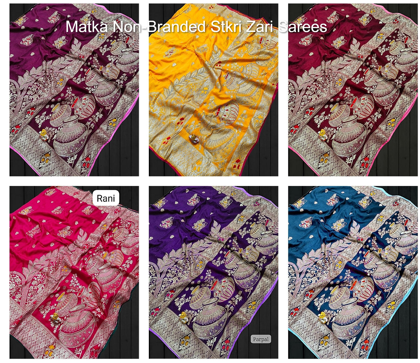 Matka Non-Branded Stkri Zari Sarees