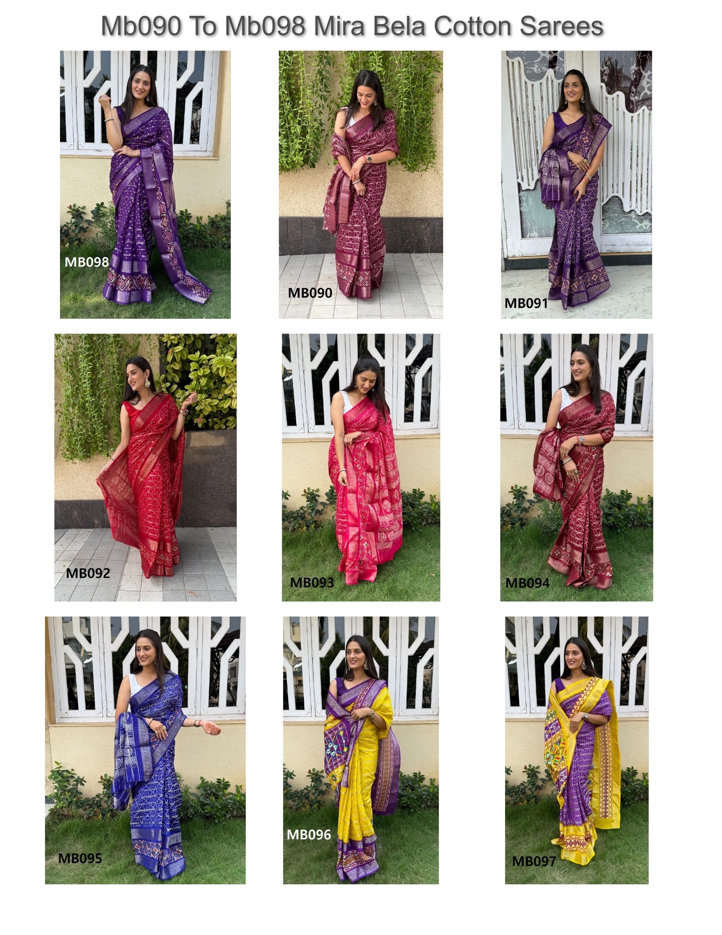 Mb090 To Mb098 Mira Bela Cotton Sarees