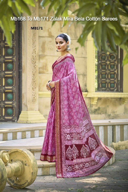 Mb168 To Mb171 Zalak Mira Bela Cotton Sarees